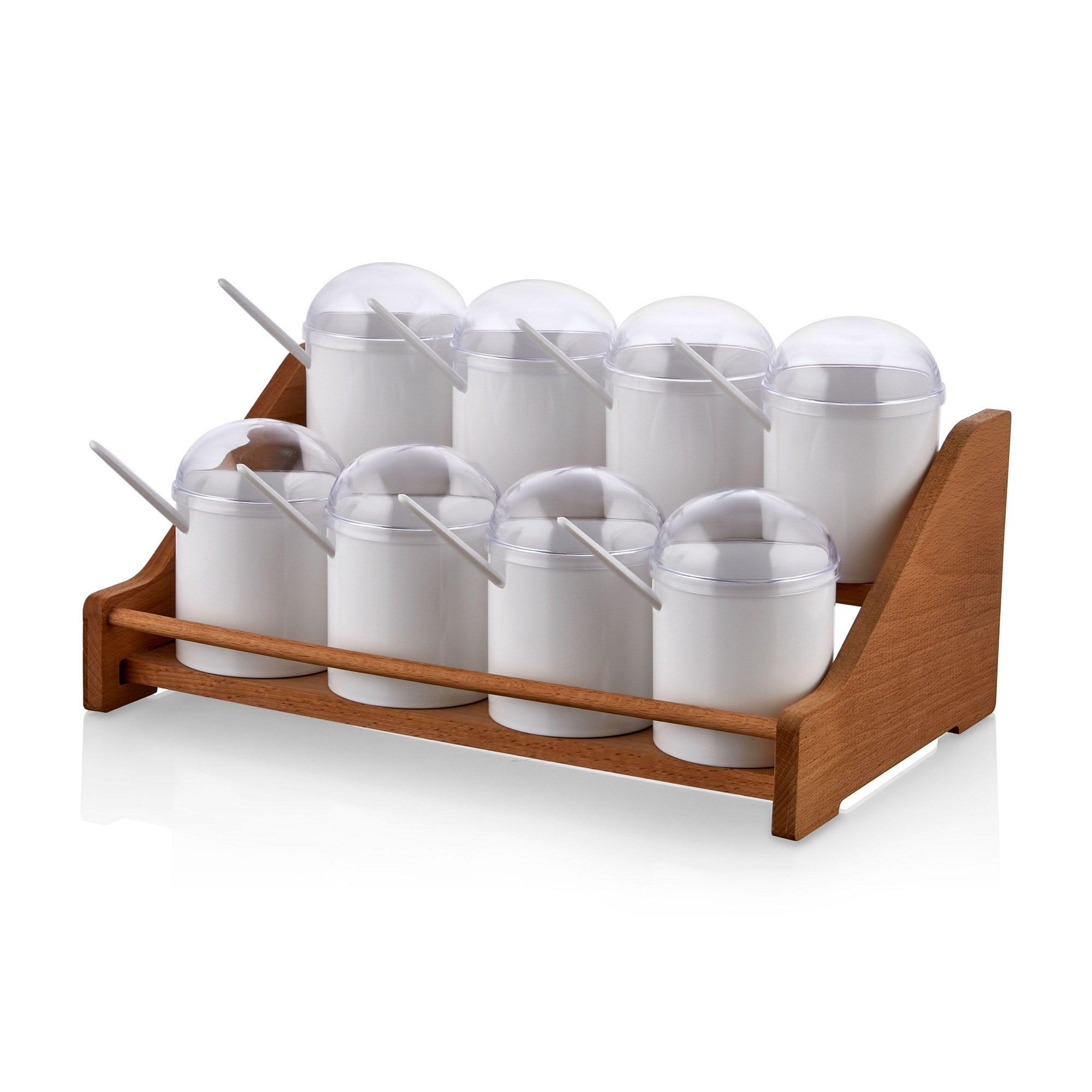 Set borcan de condimente și rafturi de bucătărie 655, De lemn, 7x12x7 ...