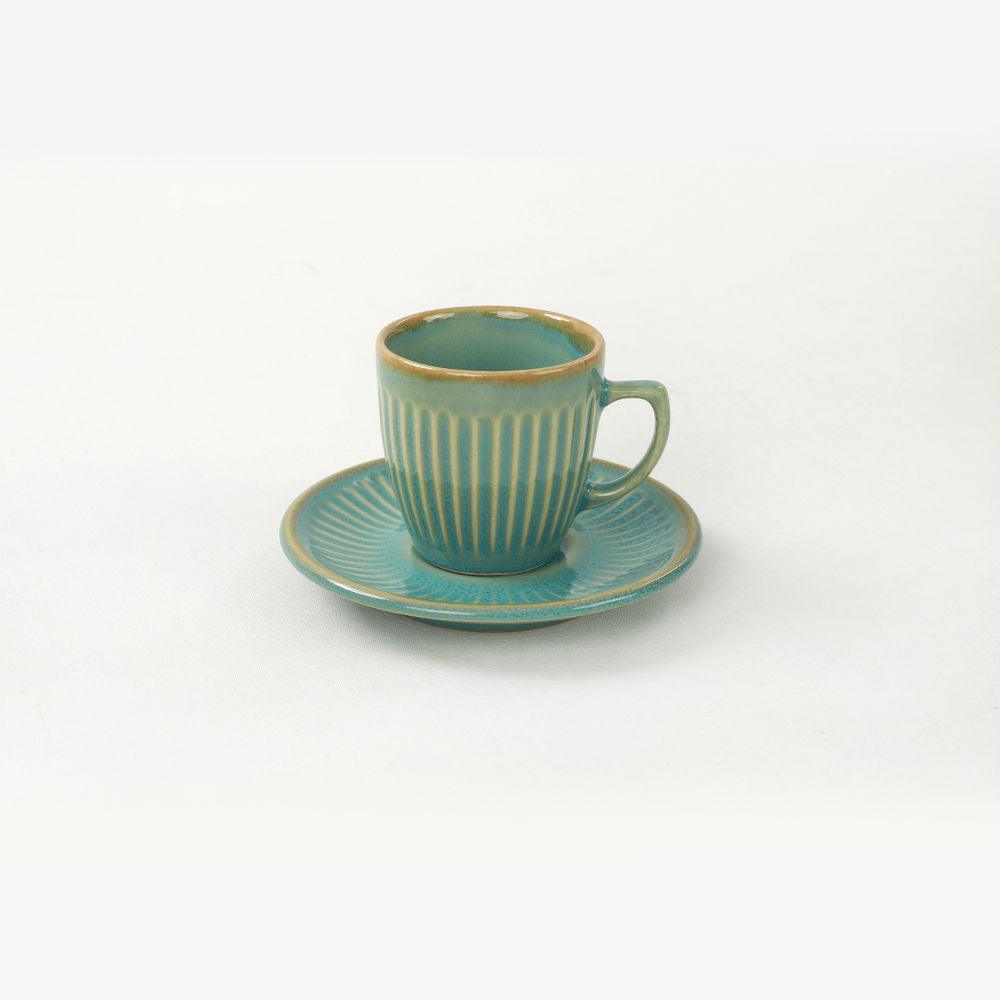 Set cești de cafea, Mare verde, 40x18x21 cm