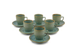 Set cești de cafea, Mare verde, 40x18x21 cm