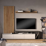 Set Comoda Tv Claironse cu Riflaj, Diverse Culori, Stejar, 225x38x210 cm