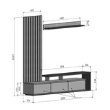 Set Comoda Tv Claironse cu Riflaj, Diverse Culori, Stejar, 225x38x210 cm