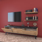 Set Comoda TV Kasia Stejar-Negru 180x35x48.5 cm