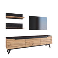Set Comoda TV Kasia, Stejar-Negru, 180x35x49 cm, imagine suplimentara