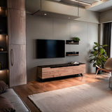 Set Comoda TV Kasia, Stejar-Negru, 180x35x49 cm