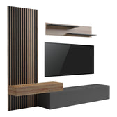 Set Comoda Tv Litende cu Riflaj, antracit-stejar, 249x42x199 cm, imagine suplimentara