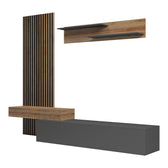 Set Comoda Tv Litende cu Riflaj, antracit-stejar, 249x42x199 cm, perspectiva suplimentara