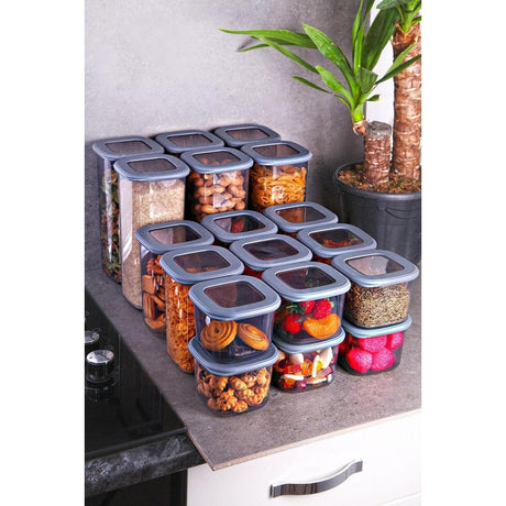 Set cutie de depozitare 18 buc, Gri, 34x42x26 cm