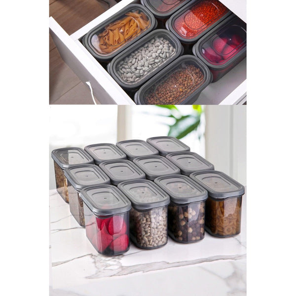 Set cutie de depozitare, Gri, 30x27x18 cm