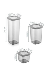 Set cutie de depozitare Storage Box Set   BNM9LU Bucatarie , Gri, 10 x 25 x 10 cm