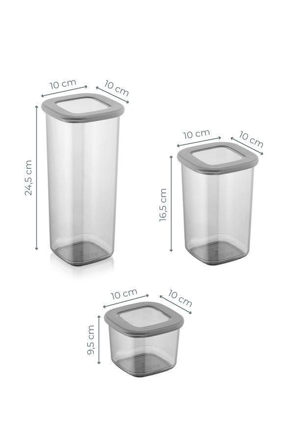 Set cutie de depozitare Storage Box Set   BNM9LU Bucatarie , Gri, 10 x 25 x 10 cm
