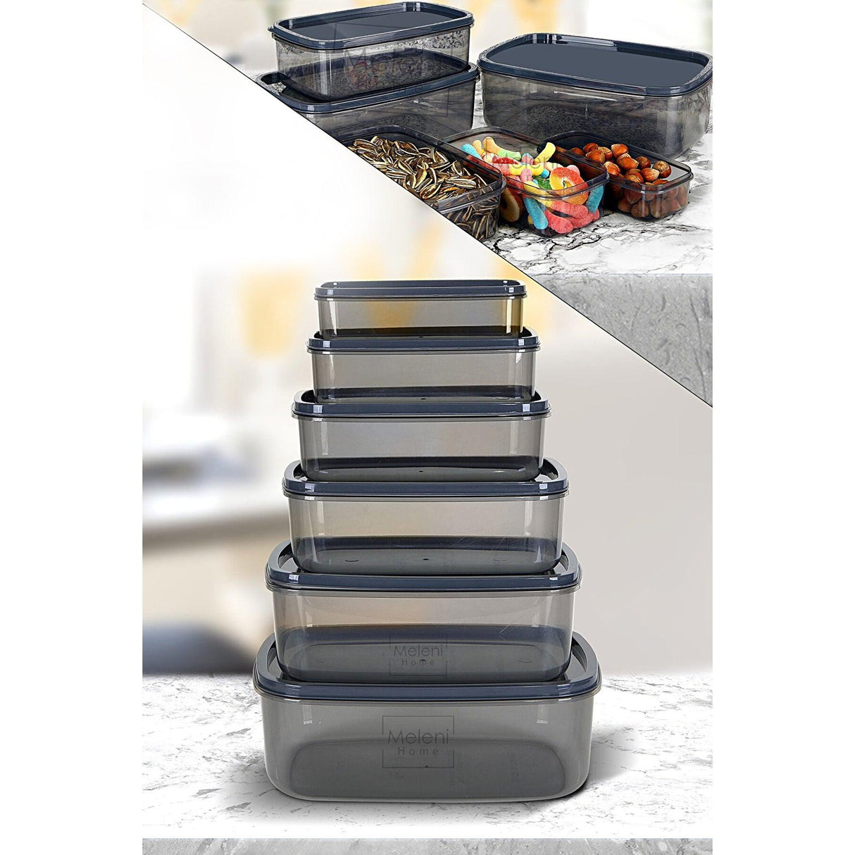 Set cutie de depozitare Storage Box Set   Sweet - Anthracite, Gri, 34x18x34 cm