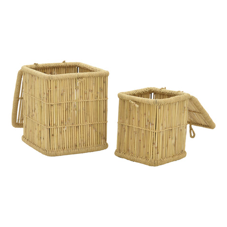 Set de 2 cosuri de rufe Dremia bambus, Natural, 46x46x55 cm