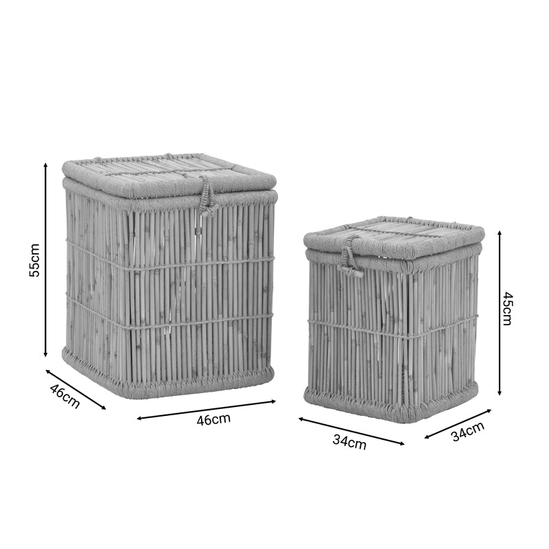 Set de 2 cosuri de rufe Dremia bambus, Natural, 46x46x55 cm