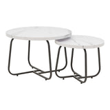 Set de 2 masute de cafea Crismory, marmura, alba, 70x70x47 cm