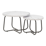 Set 2 mese de cafea Crismory, MDF si metal, 70x70x47 cm - Alb