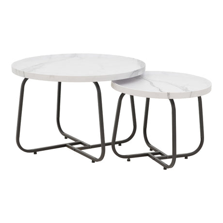 Set 2 mese de cafea Crismory, MDF si metal, 70x70x47 cm