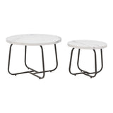 Set de 2 masute de cafea Crismory, marmura, alba, 70x70x47 cm