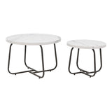 Set 2 mese de cafea Crismory, MDF si metal, 70x70x47 cm - Alb