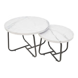 Set de 2 masute de cafea Crismory, marmura, alba, 70x70x47 cm