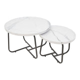 Set 2 mese de cafea Crismory, MDF si metal, 70x70x47 cm - Alb