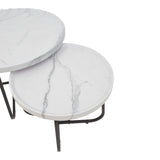 Set de 2 masute de cafea Crismory, marmura, alba, 70x70x47 cm