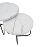 Set 2 mese de cafea Crismory, MDF si metal, 70x70x47 cm - Alb