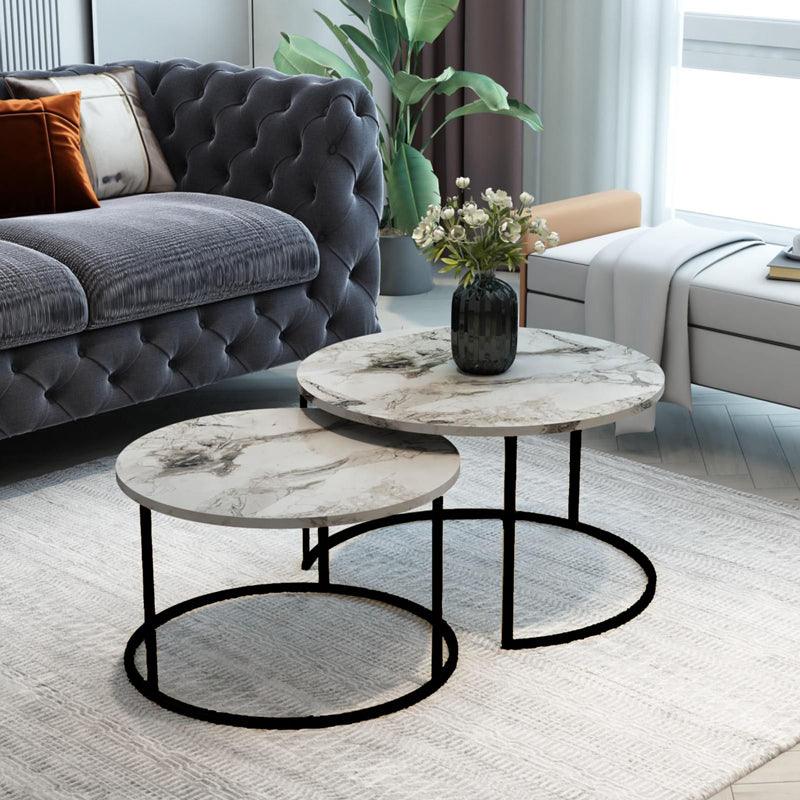 Set de 2 masute de cafea Solme, 60x60x40 cm - Alb