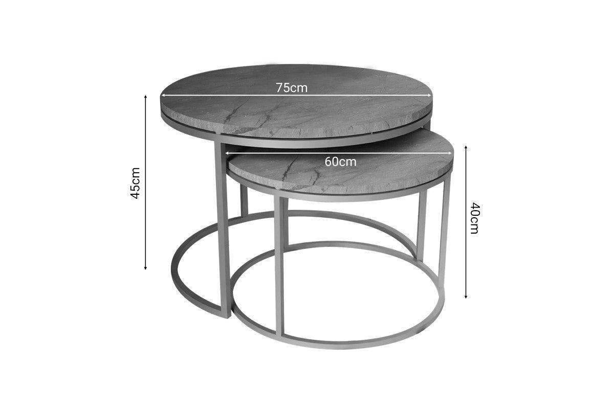 Set de 2 masute de cafea Solme, 60x60x40 cm - Gri