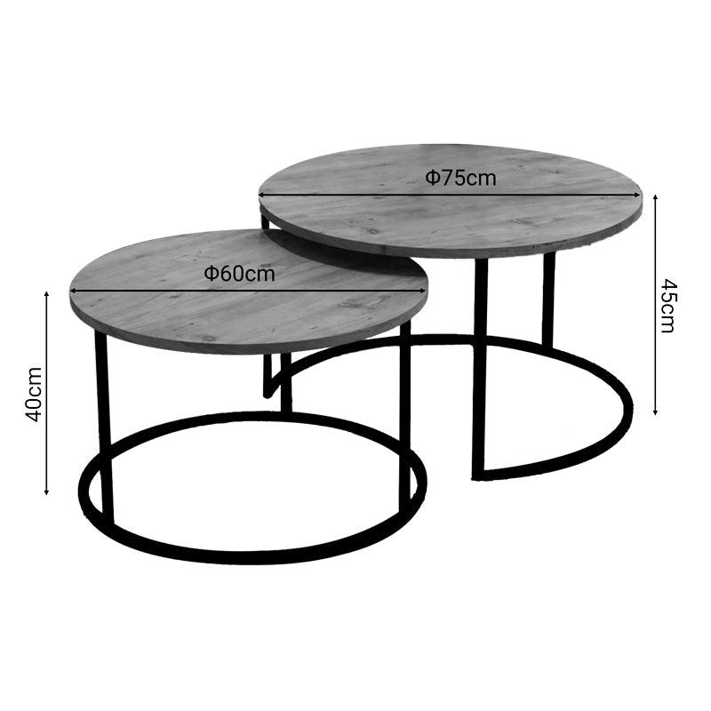 Set de 2 masute de cafea Solme, 60x60x40 cm - Natural