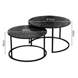 Set de 2 masute de cafea Solme, 60x60x40 cm - Negru