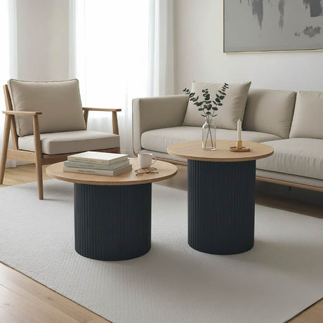 Set 2 mese de cafea Dovel, MDF si metal, 70x70x45 cm