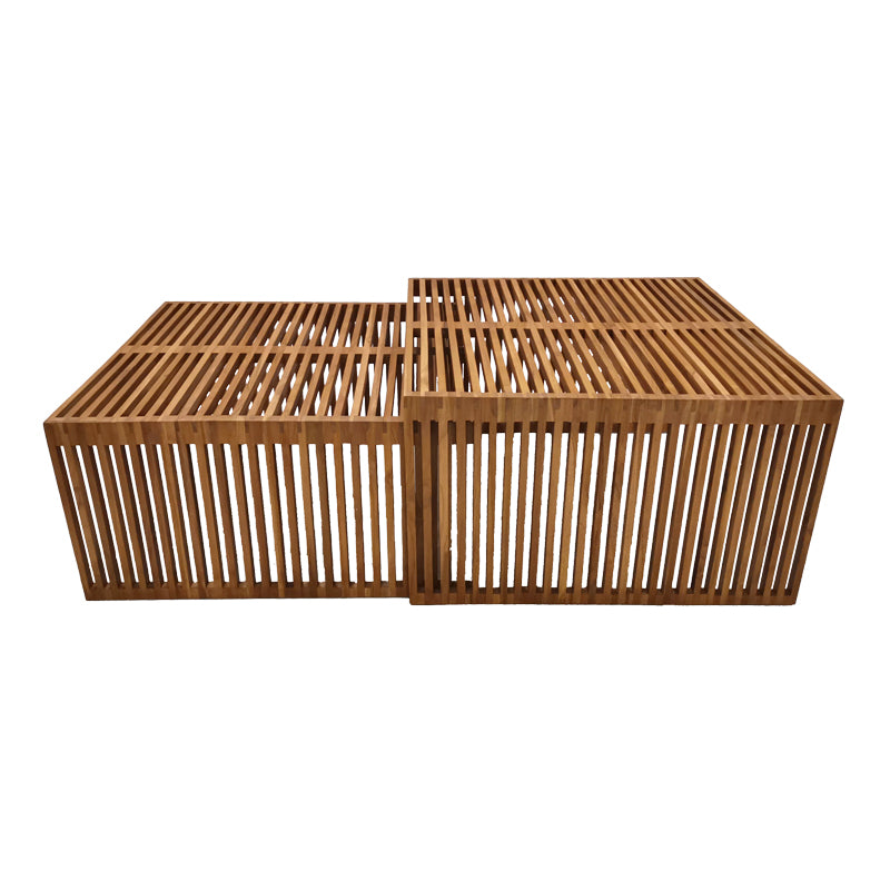 Set de 2 mese de gradina stivuibile Tinnie Boho, Natural, 86x80x46 cm
