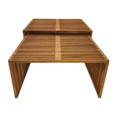 Set de 2 mese de gradina stivuibile Tinnie Boho, Natural, 86x80x46 cm, perspectiva suplimentara