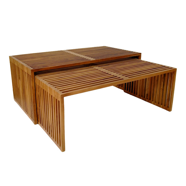 Set de 2 mese de gradina Tinnie Boho, Natural, 116x60x46 cm