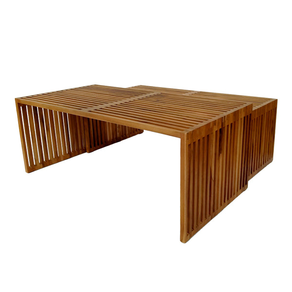 Set de 2 mese de gradina Tinnie Boho, Natural, 116x60x46 cm
