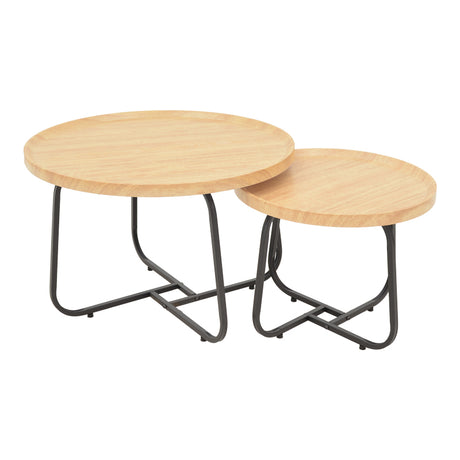 Set 2 mese de cafea Crismory, MDF si metal, 70x70x47 cm