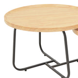 Set 2 mese de cafea Crismory, MDF si metal, 70x70x47 cm - Natural