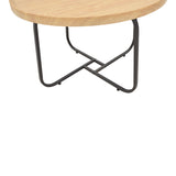 Set 2 mese de cafea Crismory, MDF si metal, 70x70x47 cm - Natural