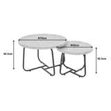 Set 2 mese de cafea Crismory, MDF si metal, 70x70x47 cm - Natural