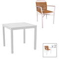 mobilier de gradina Set de 3 buc masa si scaune de gradina Kliton Clutch din aluminiu alb 80x80x74 cm