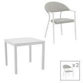 mobilier de gradina Set de 3 buc masa si scaune de gradina Kliton Pino din aluminiu alb 80x80x74 cm