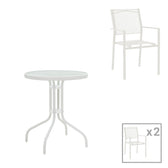 mobilier de gradina Set de 3 buc masa si scaune de gradina Valor-Confidence B metal alb 60x60x70 cm