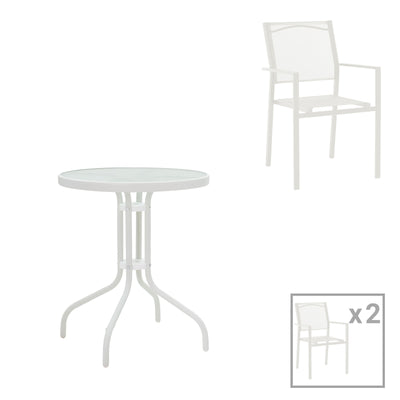 mobilier de gradina Set de 3 buc masa si scaune de gradina Valor-Confidence B metal alb 60x60x70 cm