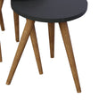 Set de 3 buc masute laterale Perjene melamina antracit cu picioare din lemn, 36x36x45 cm, perspectiva suplimentara