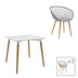 Masa Cu Scaune Set de 3 buc mese Ezra Natali mdf gri alb cu picioare Naturale 80x80x76 cm