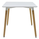 Set de 3 buc mese Ezra Natali, MDF gri alb cu picioare Naturale, 80x80x76 cm