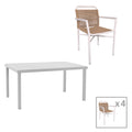 mobilier de gradina Set de 5 buc masa si scaune de gradina Kliton Clutch aluminiu alb 150x80x74 cm