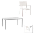 mobilier de gradina Set de 5 buc masa si scaune de gradina Kliton-Moly aluminiu alb 150x80x74 cm