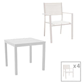 mobilier de gradina Set de 5 buc masa si scaune de gradina Kliton-Moly aluminiu alb 80x80x74 cm