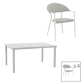 mobilier de gradina Set de 5 buc masa si scaune de gradina Kliton Pino aluminiu alb 150x80x74 cm